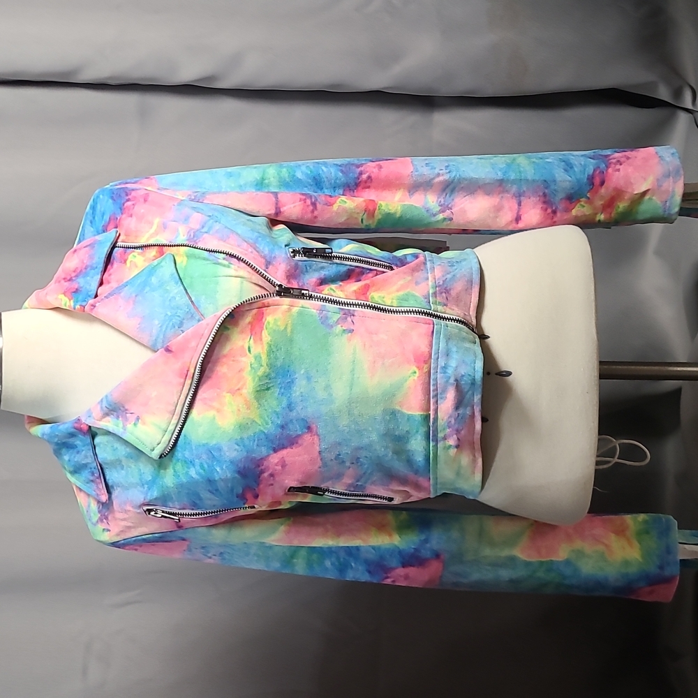 IheartRaves rainbow Cotton jacket with fringe SZ S